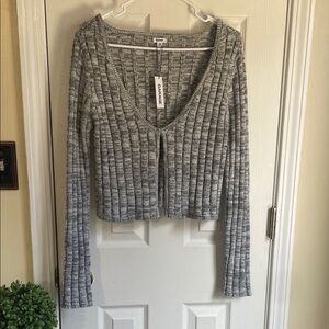 Garage Heather Gray Ribbed Cardigan